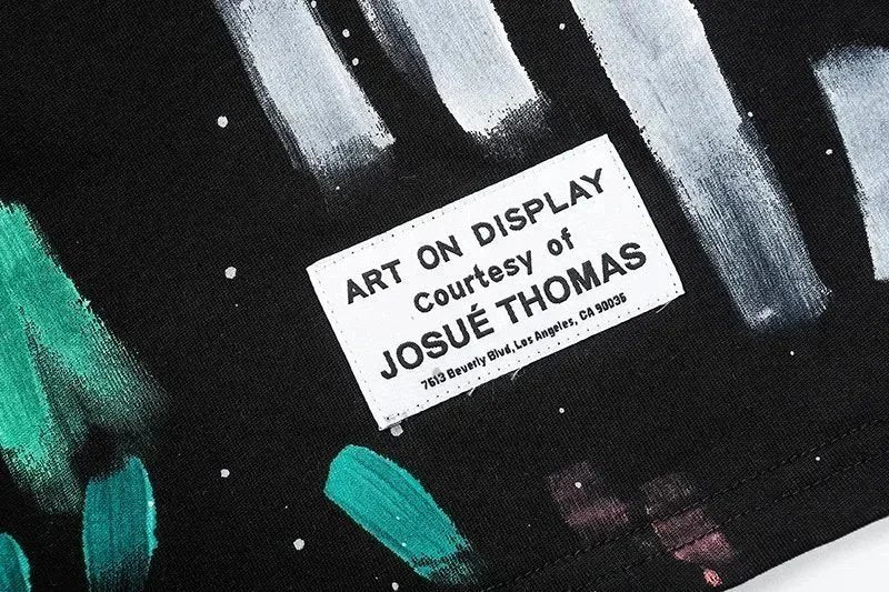 European and American Classic Style Embroidered Print Ink Splash Men's Short Sleeve T Shirt-1880