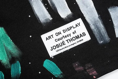 European and American Classic Style Embroidered Print Ink Splash Men's Short Sleeve T Shirt-1880