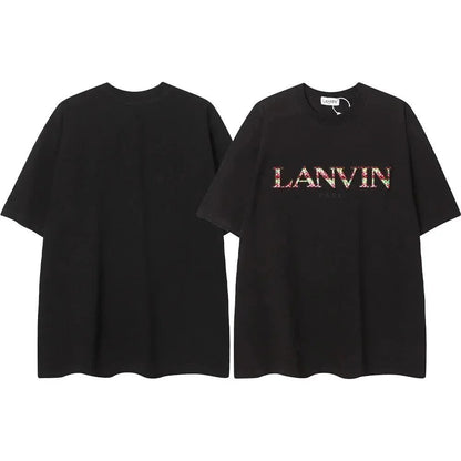 European and American Classic Style Embroidered Print Ink Splash Men's Short Sleeve T Shirt-1880