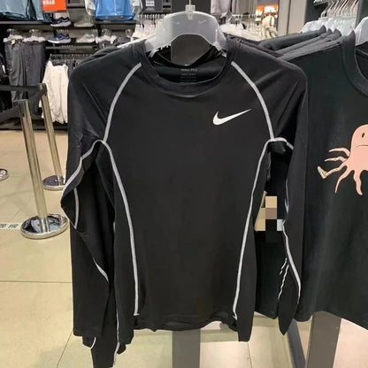 New sports bodysuit long sleeve men high elasticity base layer running fitness T Shirt Basketball Uniform Track and Field Training Top-0508