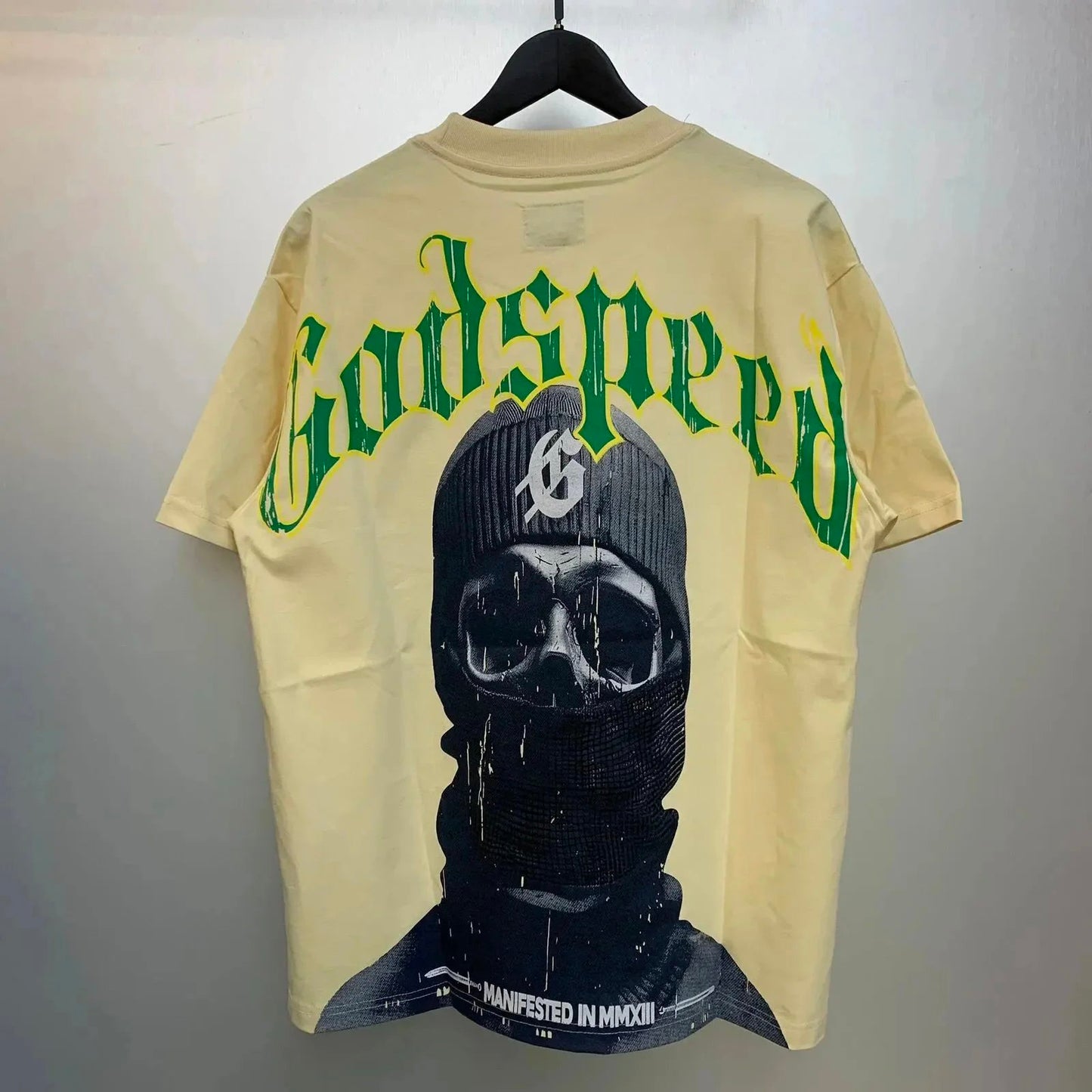 God spe**  Amig**Washed and distressed American street style unisex summer pure cotton loose retro short sleeve T Shirt-0445