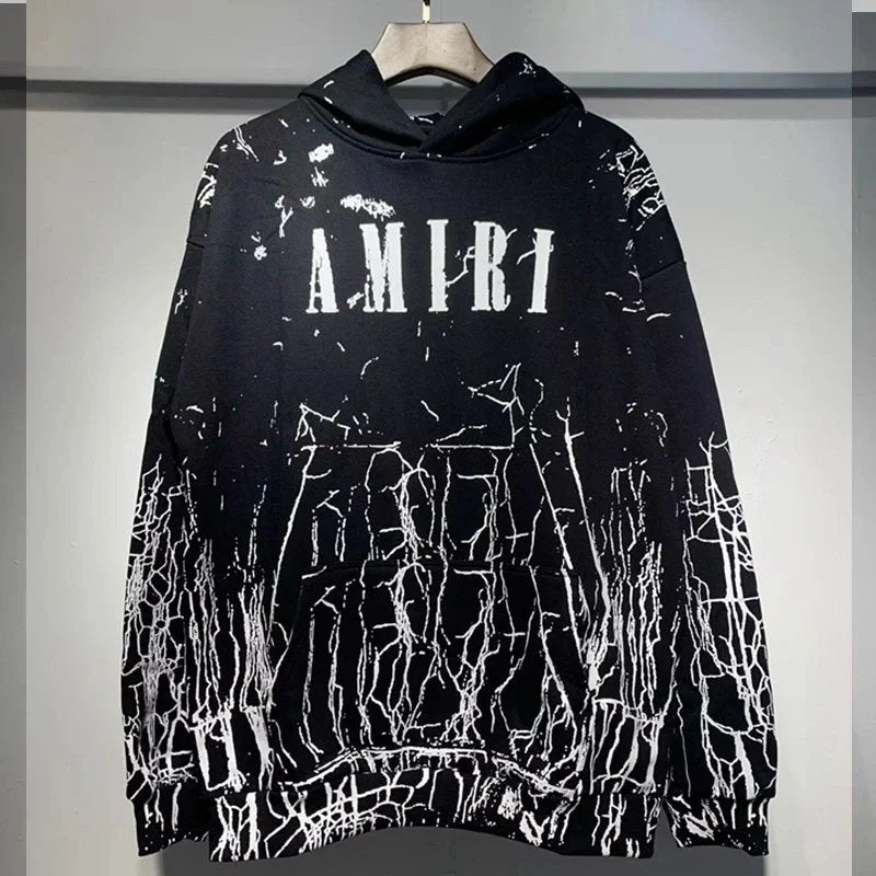 Autumn and Winter New360Gram AM1R1Cracked Classic Letters LOGO Printed cotton terry unisex hooded sweatshirt www.yupoo.site