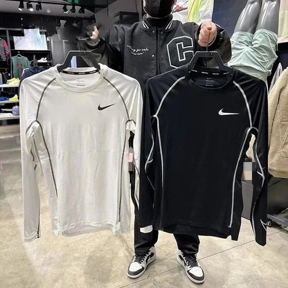 New sports bodysuit long sleeve men high elasticity base layer running fitness T Shirt Basketball Uniform Track and Field Training Top-0508