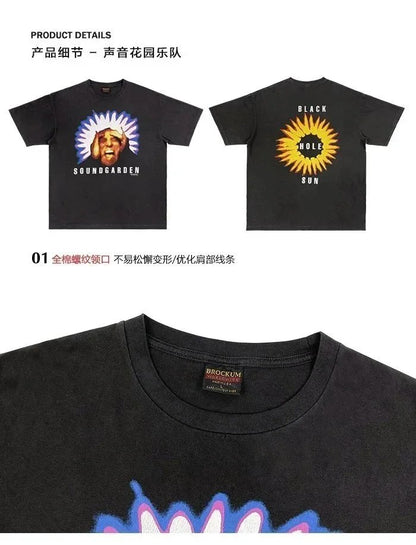 Washed Printed Men's Digital Direct Print Loose Short Sleeve T Shirt-2826