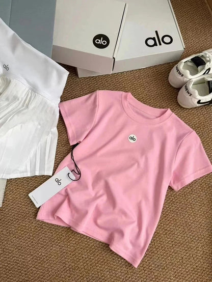 2025Spring and Summer New Simple Printed Slim Fit Round Neck Simple Letter Versatile Short Sleeve Casual T Shirt-2578