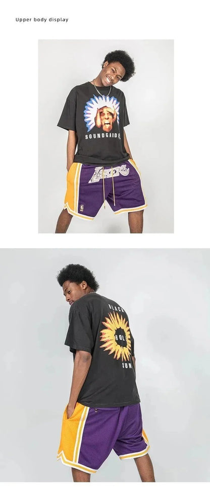 Washed Printed Men's Digital Direct Print Loose Short Sleeve T Shirt-2826