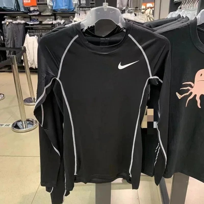 New sports bodysuit long sleeve men high elasticity base layer running fitness T Shirt Basketball Uniform Track and Field Training Top-0508