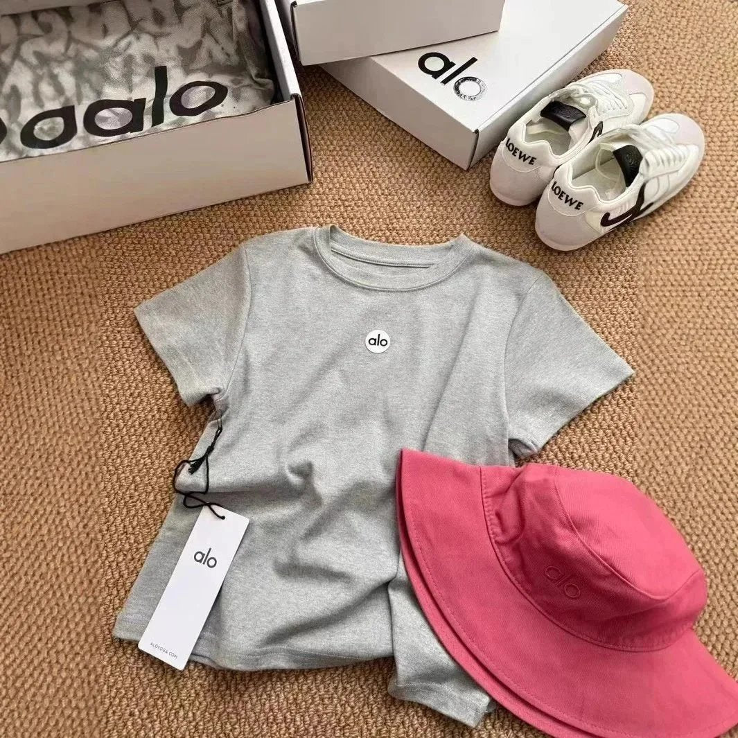 2025Spring and Summer New Simple Printed Slim Fit Round Neck Simple Letter Versatile Short Sleeve Casual T Shirt-2578