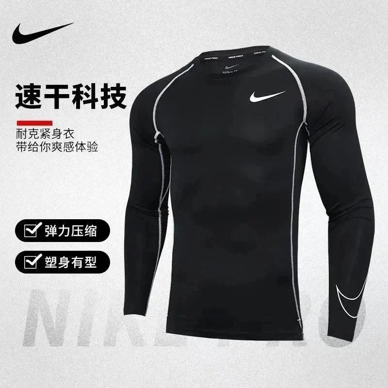 New sports bodysuit long sleeve men high elasticity base layer running fitness T Shirt Basketball Uniform Track and Field Training Top-0508