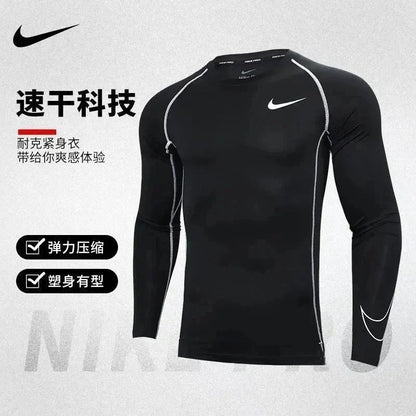 New sports bodysuit long sleeve men high elasticity base layer running fitness T Shirt Basketball Uniform Track and Field Training Top-0508