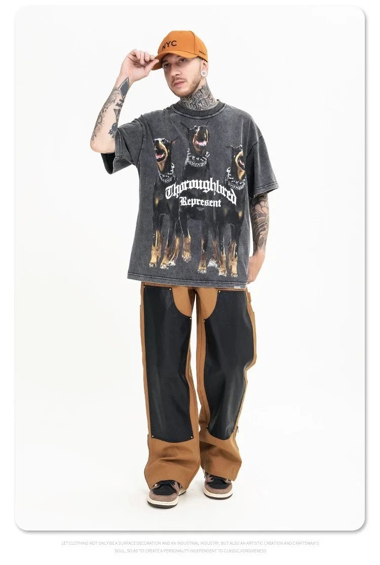 Animal Three Greyhounds Print Short Sleeve T Shirt-2782