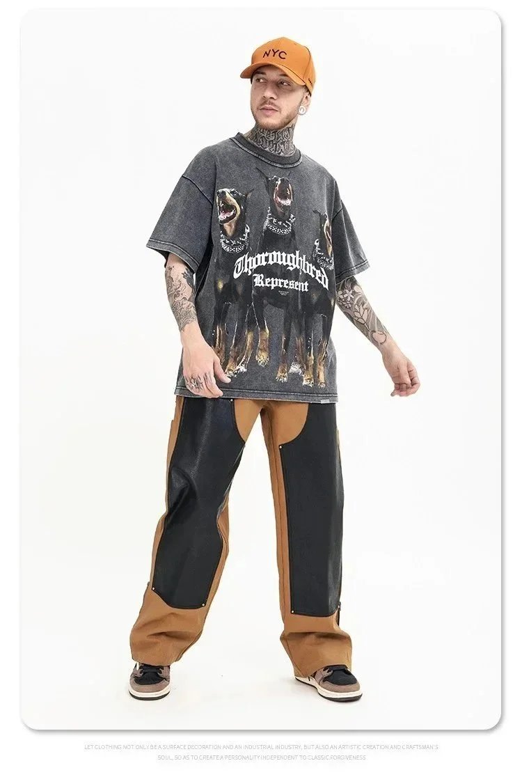 Animal Three Greyhounds Print Short Sleeve T Shirt-2782