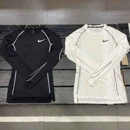 New sports bodysuit long sleeve men high elasticity base layer running fitness T Shirt Basketball Uniform Track and Field Training Top-0508