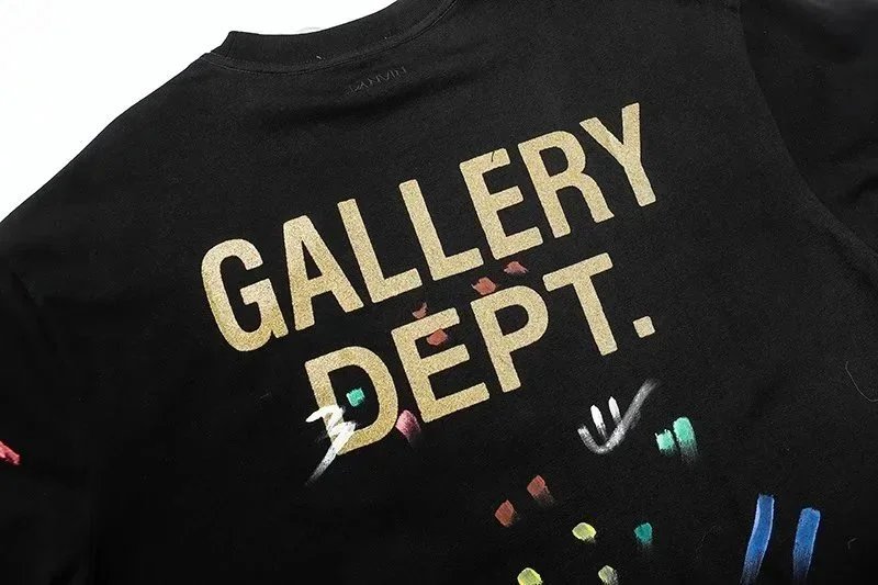 European and American Classic Style Embroidered Print Ink Splash Men's Short Sleeve T Shirt-1880