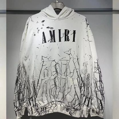 Autumn and Winter New360Gram AM1R1Cracked Classic Letters LOGO Printed cotton terry unisex hooded sweatshirt www.yupoo.site