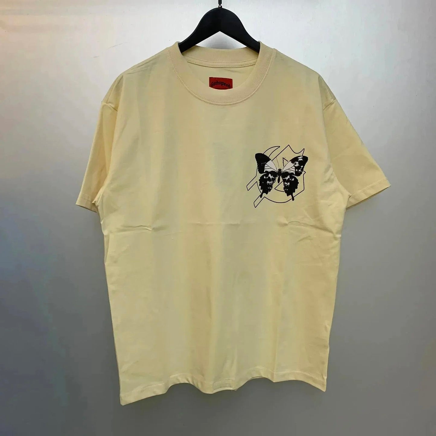 God spe**  Amig**Washed and distressed American street style unisex summer pure cotton loose retro short sleeve T Shirt-0445