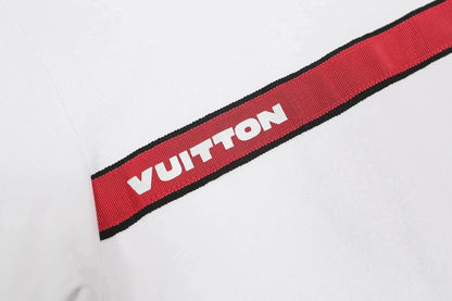 New short-sleeved red logo woven strap decorative chain T Shirt-1156