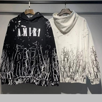 Autumn and Winter New360Gram AM1R1Cracked Classic Letters LOGO Printed cotton terry unisex hooded sweatshirt www.yupoo.site