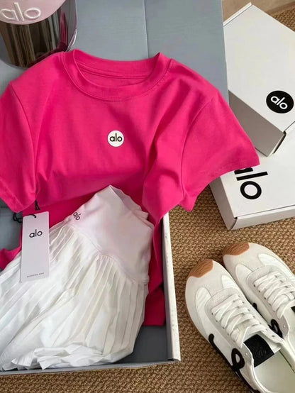 2025Spring and Summer New Simple Printed Slim Fit Round Neck Simple Letter Versatile Short Sleeve Casual T Shirt-2578