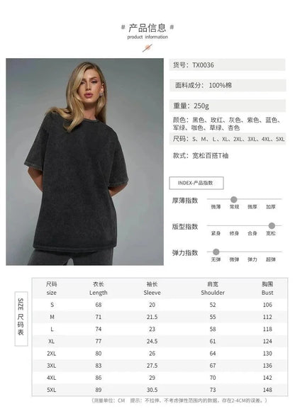 Women's Yoga Clothing European and American Loose Casual Short Sleeve T T-shirt Round Neck Washed Brushed Breathable Sports Top-2568