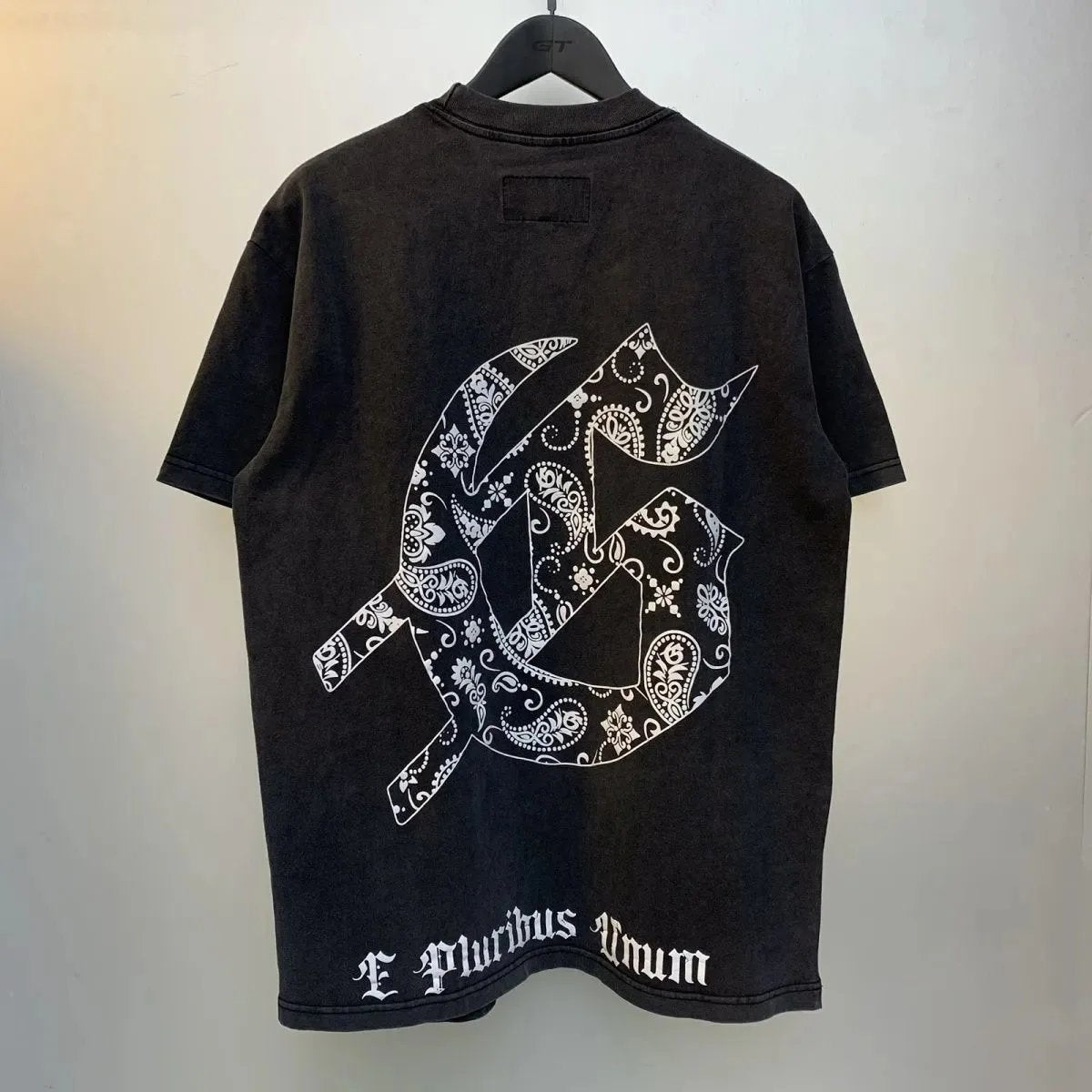 God spe**  Amig**Washed and distressed American street style unisex summer pure cotton loose retro short sleeve T Shirt-0445