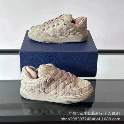 DAB9S Leather Rattan Weave Pattern Floral Pattern Embroidery Fashion sneakers-2922