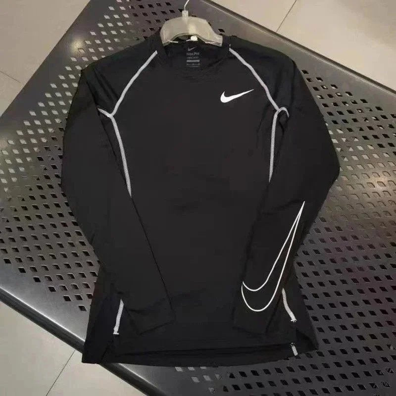 New sports bodysuit long sleeve men high elasticity base layer running fitness T Shirt Basketball Uniform Track and Field Training Top-0508