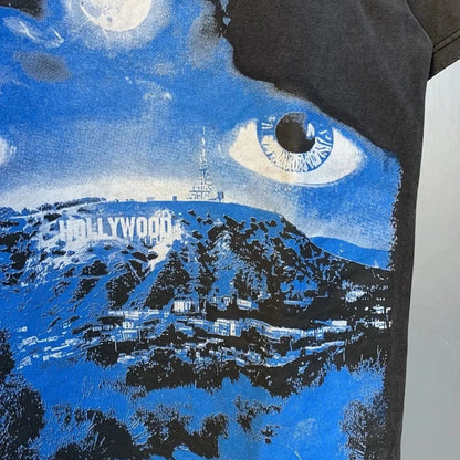 God spe**  Amig**Washed and distressed American street style unisex summer pure cotton loose retro short sleeve T Shirt-0445