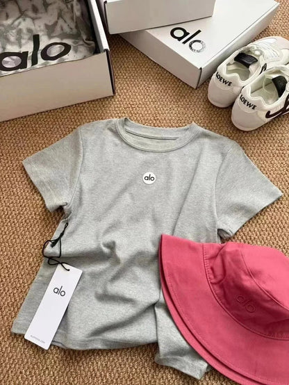 2025Spring and Summer New Simple Printed Slim Fit Round Neck Simple Letter Versatile Short Sleeve Casual T Shirt-2578