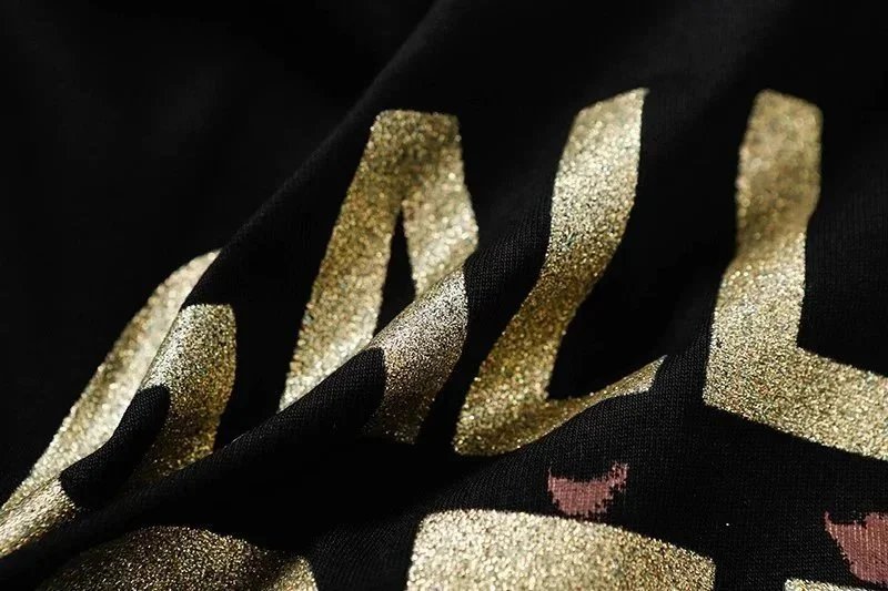 European and American Classic Style Embroidered Print Ink Splash Men's Short Sleeve T Shirt-1880