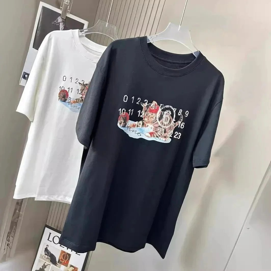 MM6 Cat Digital Print Cotton T Shirt-2801