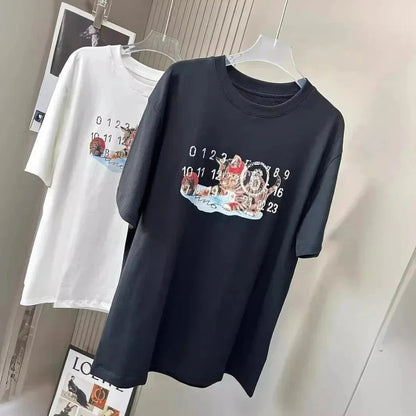 MM6 Cat Digital Print Cotton T Shirt-2801