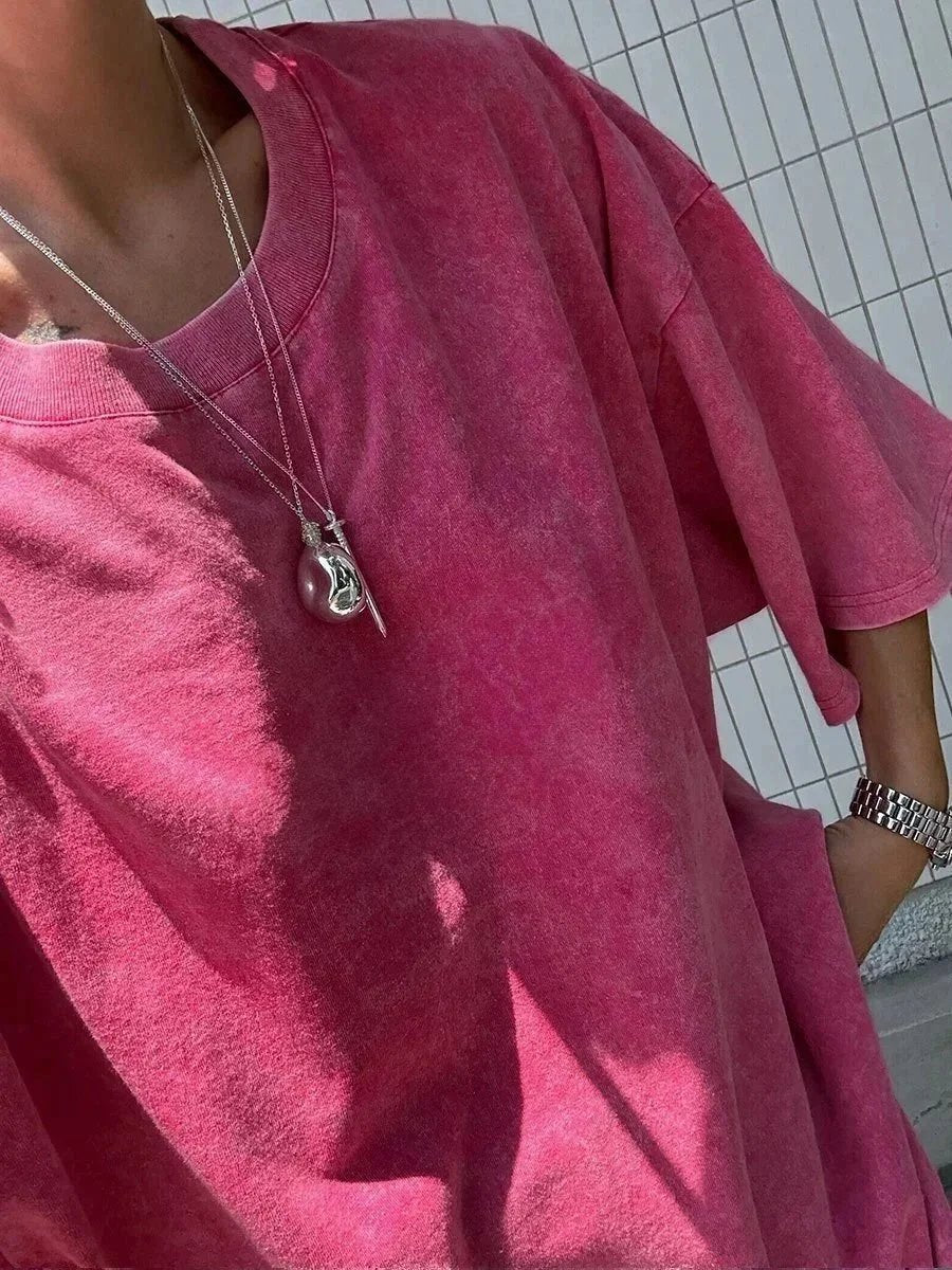 Women's Yoga Clothing European and American Loose Casual Short Sleeve T T-shirt Round Neck Washed Brushed Breathable Sports Top-2568