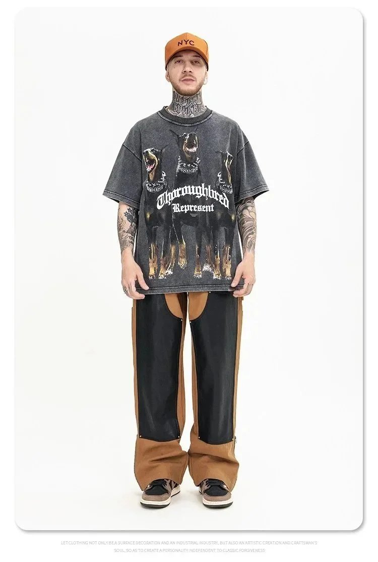 Animal Three Greyhounds Print Short Sleeve T Shirt-2782