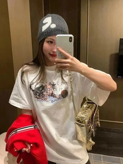 MM6 Cat Digital Print Cotton T Shirt-2801