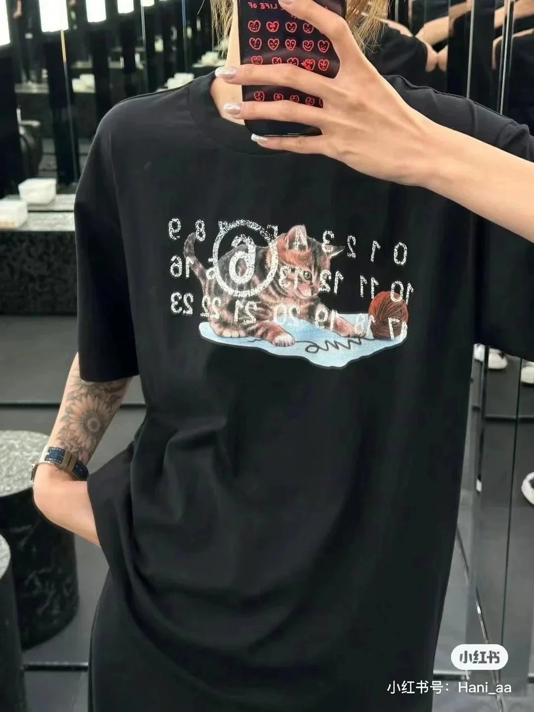 MM6 Cat Digital Print Cotton T Shirt-2801