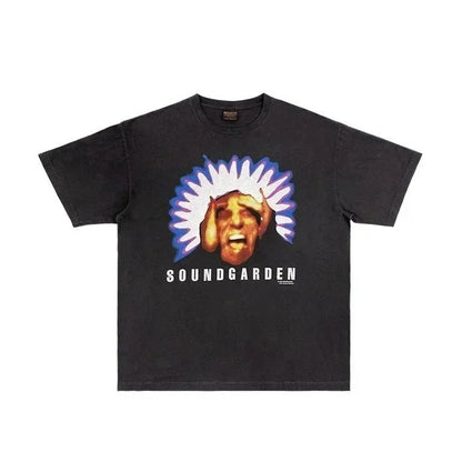 Washed Printed Men's Digital Direct Print Loose Short Sleeve T Shirt-2826