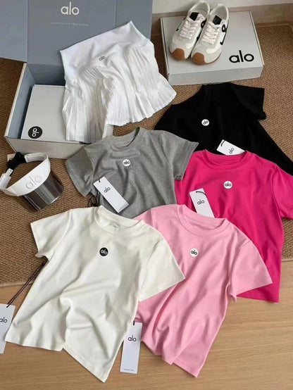 2025Spring and Summer New Simple Printed Slim Fit Round Neck Simple Letter Versatile Short Sleeve Casual T Shirt-2578