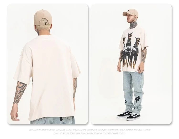 Animal Three Greyhounds Print Short Sleeve T Shirt-2782