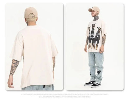 Animal Three Greyhounds Print Short Sleeve T Shirt-2782