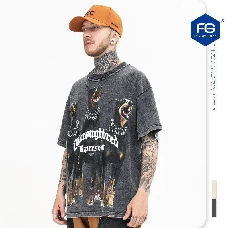 Animal Three Greyhounds Print Short Sleeve T Shirt-2782