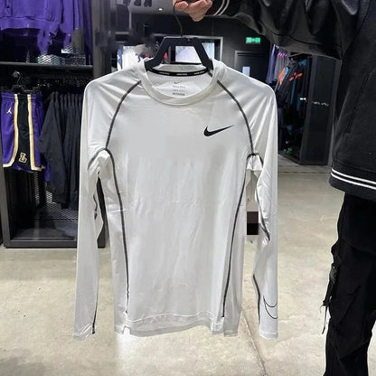 New sports bodysuit long sleeve men high elasticity base layer running fitness T Shirt Basketball Uniform Track and Field Training Top-0508