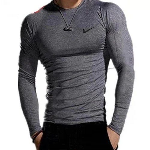 New sports bodysuit long sleeve men high elasticity base layer running fitness T Shirt Basketball Uniform Track and Field Training Top-0508