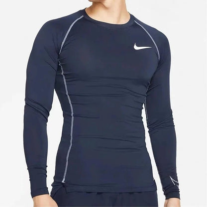 New sports bodysuit long sleeve men high elasticity base layer running fitness T Shirt Basketball Uniform Track and Field Training Top-0508