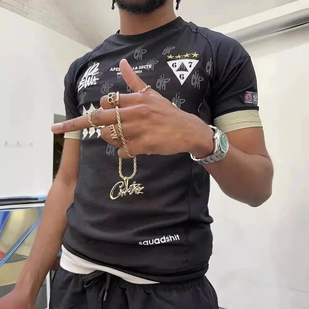 Apeshit Short Sleeve Jersey T T-shirt Sports Casual Embroidered Logo European and American Stars jersey Hip-Hop Street Style-1064