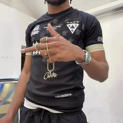 Apeshit Short Sleeve Jersey T T-shirt Sports Casual Embroidered Logo European and American Stars jersey Hip-Hop Street Style-1064