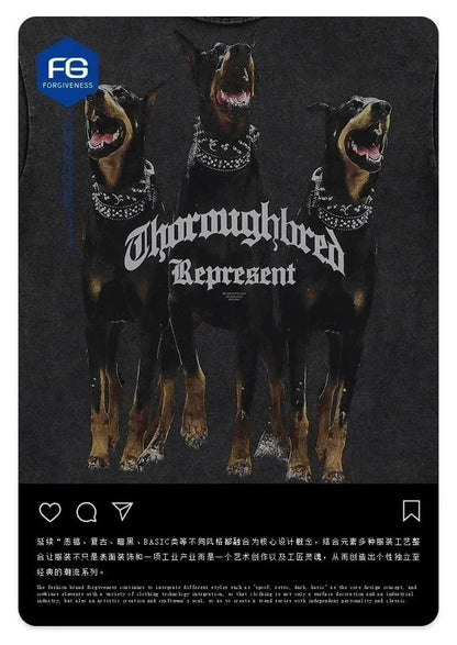 Animal Three Greyhounds Print Short Sleeve T Shirt-2782