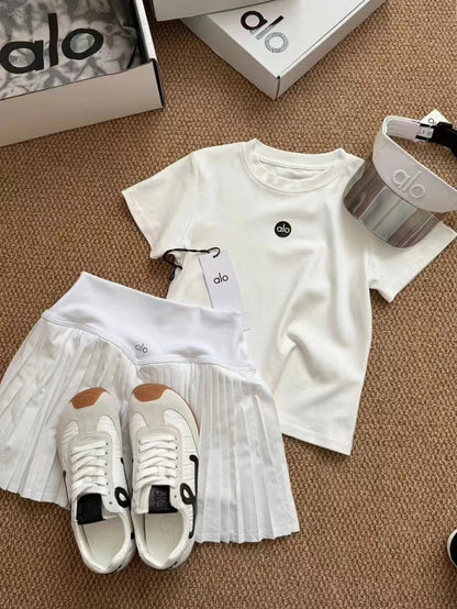 2025Spring and Summer New Simple Printed Slim Fit Round Neck Simple Letter Versatile Short Sleeve Casual T Shirt-2578